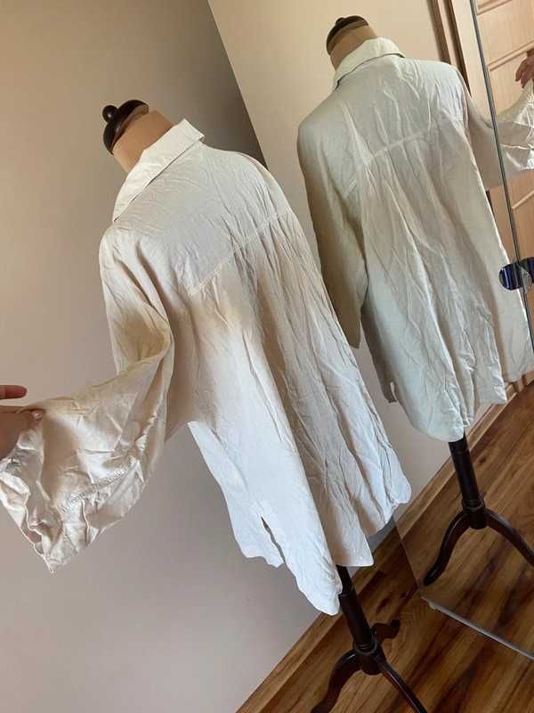 Oversize krem bez pastele koszula tunika duza h&m m l 38 40