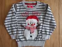 świąteczny sweter z bałwankiem  dla chłopca 18-24 m-ce