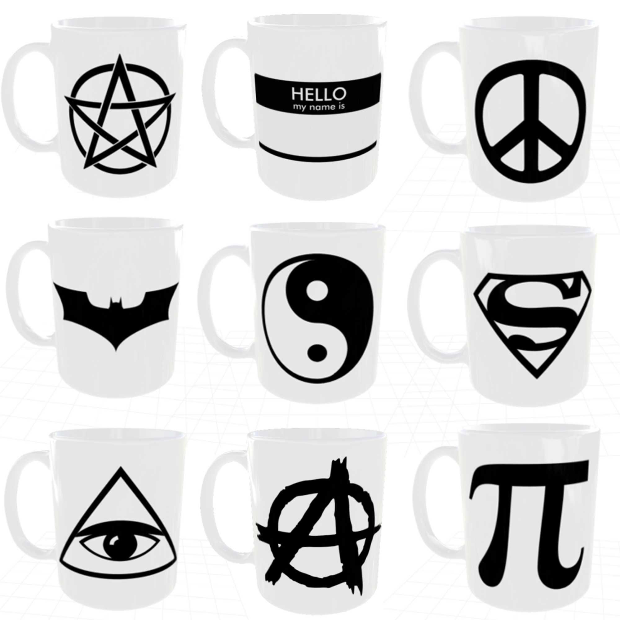 Kubek z nadrukiem Peace Batman Superman Anarchy Yin Yang Pentagram