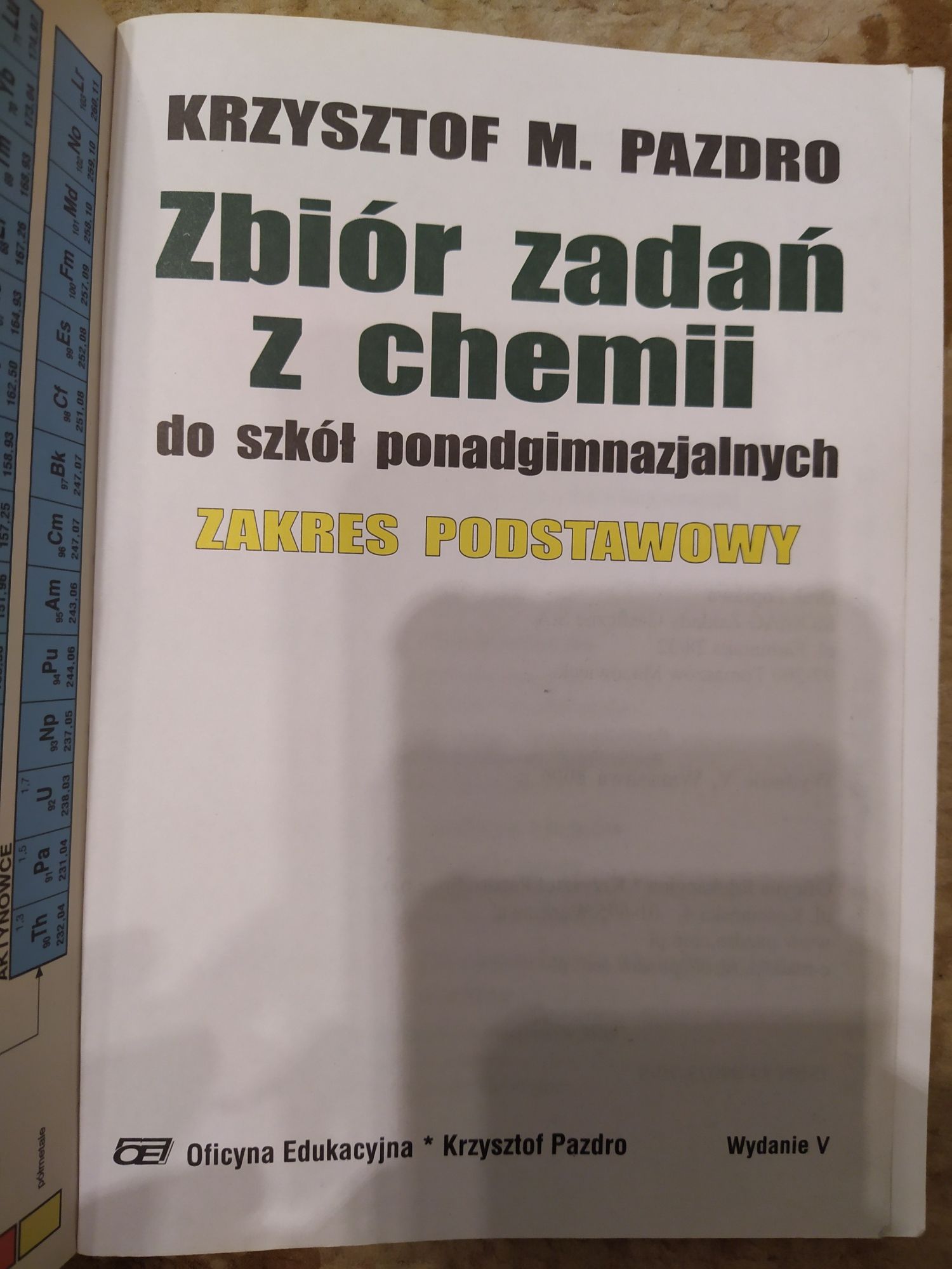 Zbiór zadań z chemii, Pazdro, oficyna edukacyjna, zakres podstawowy