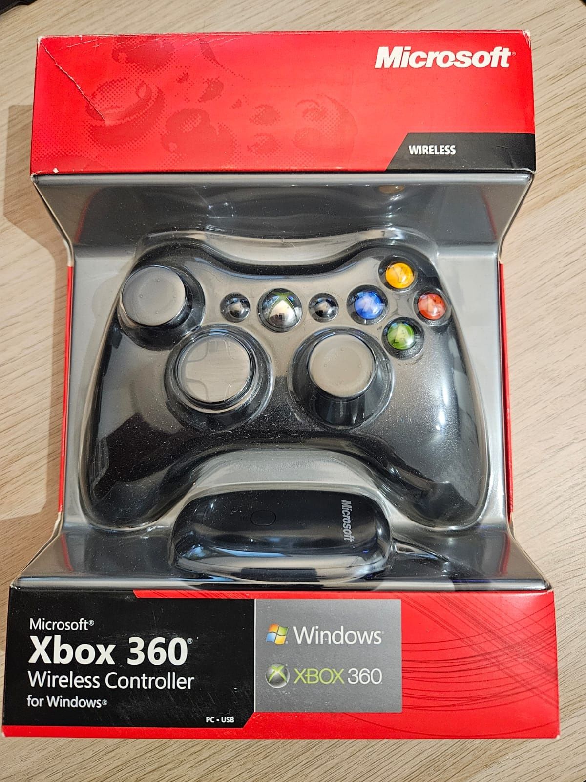 Oryginalny zestaw pad Microsoft Xbox 360 z odbiornikiem RC i pudełkiem