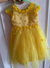 Нарядное желтое платье на девочку 92-98