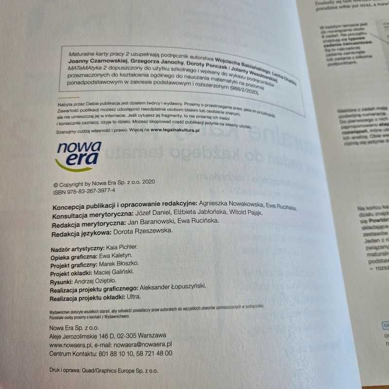 Matematyka 2 maturalne karty pracy nowa era