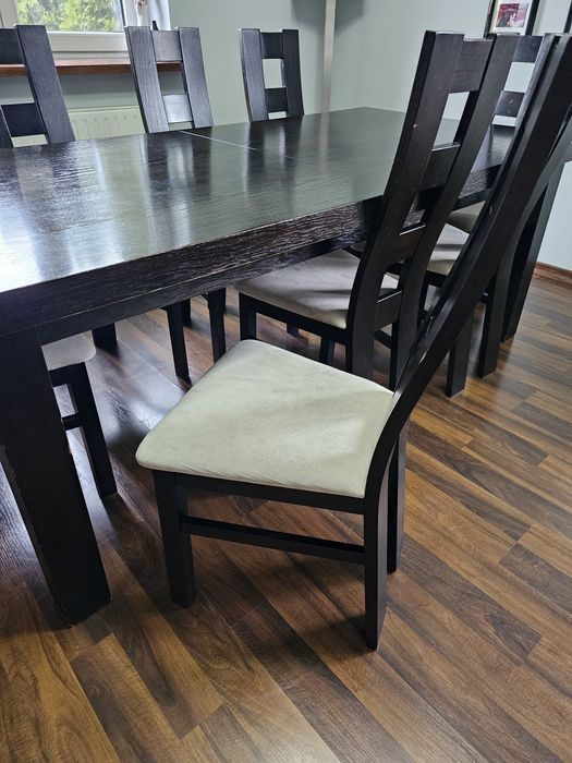 Stół rozkładany z drewna krzesła do jadalni salonu 100x200/250/300