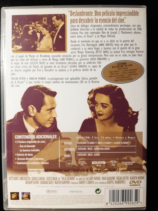 Dvd do filme clássico "All About Eve" (portes grátis)