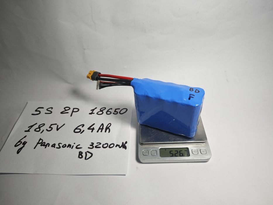 Аккумулятор 5S 2P 18,5V 6,4Ah из элементов 18650 Panasonic BD