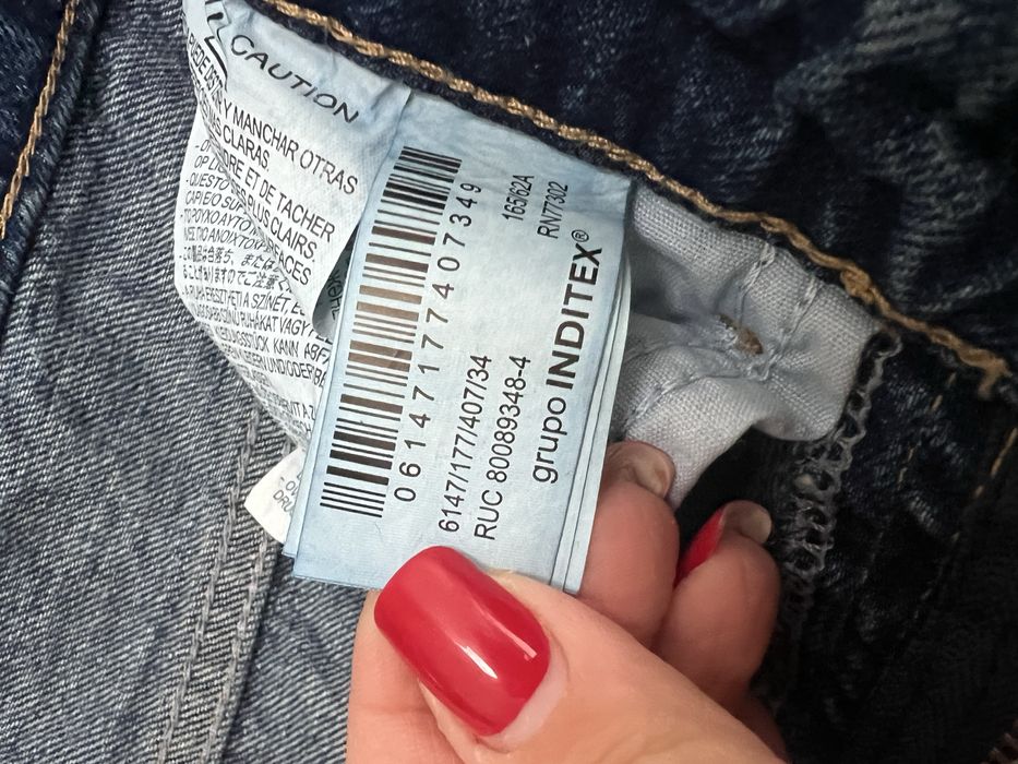 Джинси zara wide leg темний денім 34