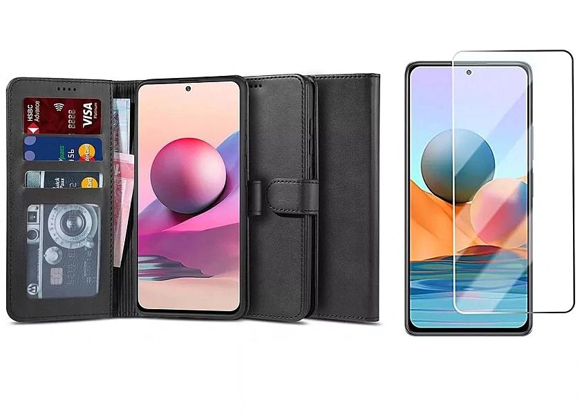 Etui Portfel 2 + szkło do Xiaomi Redmi Note 10