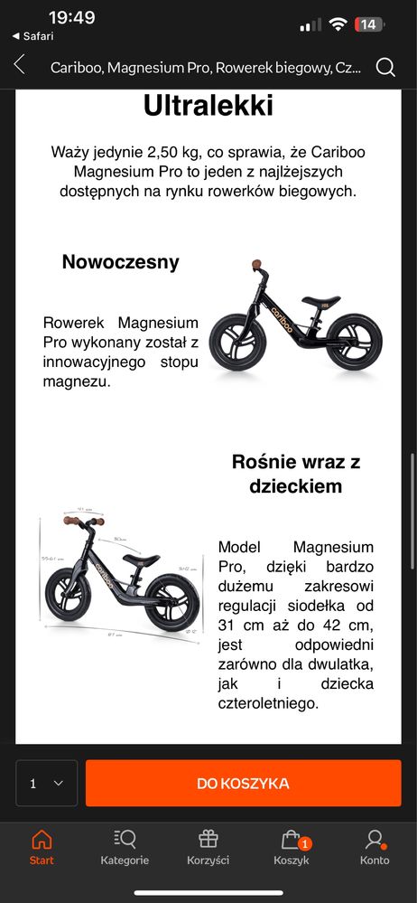 Rowerek biegowy cariboo magnesium pro
