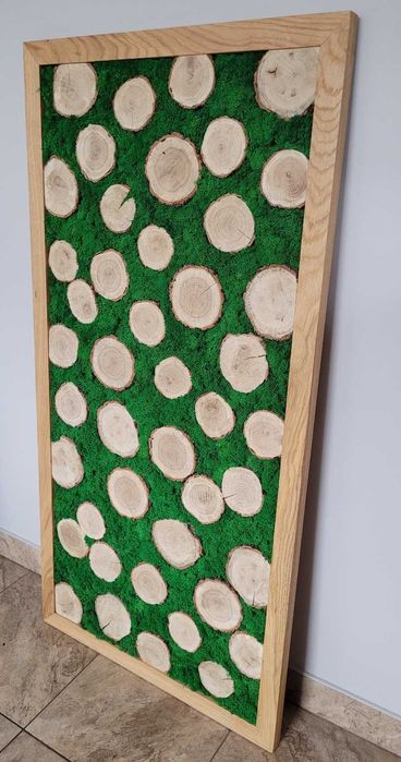 Duży obraz z mchu chrobotek, dębowa ramka, handmade, prezent