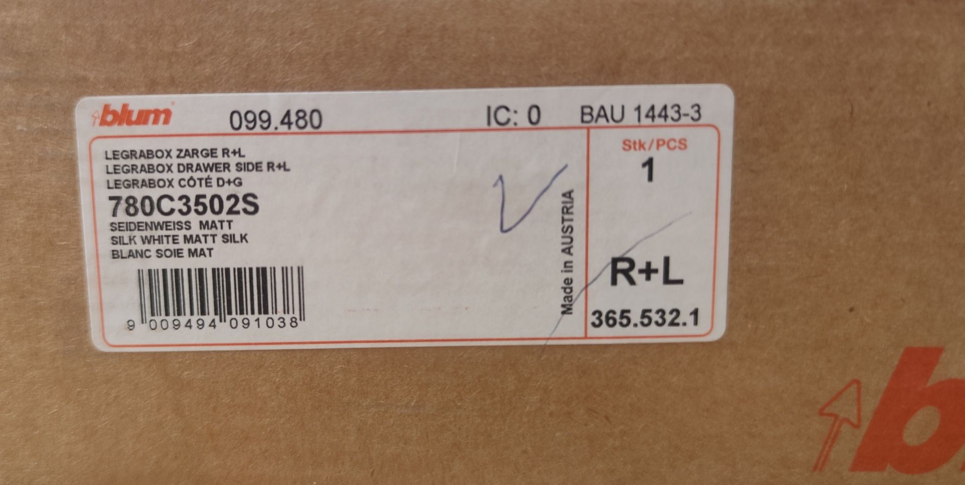Szuflada Blum Legrabox 780C3502S