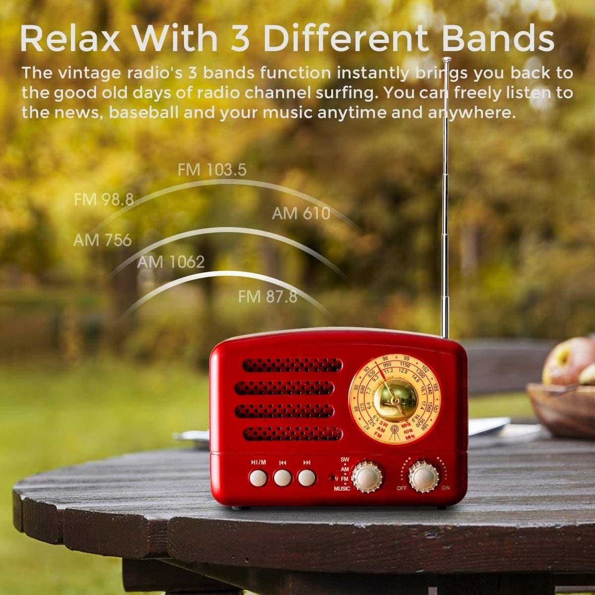 Przenośne Radio PRUNUS J-160 retro Bluetooth FM Bluetooth FM/AM