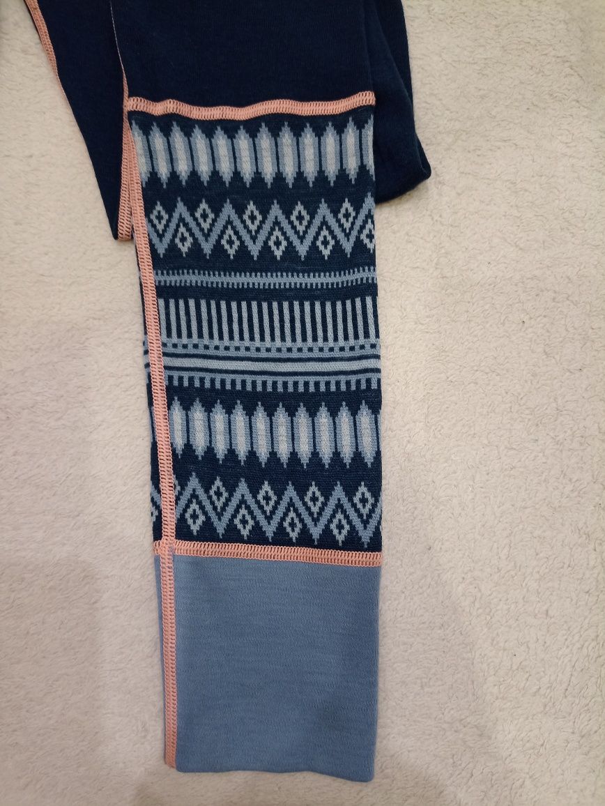 Śliczne getry legginsy termiczne wełniane, 100% Wełna Wool, Kari Traa