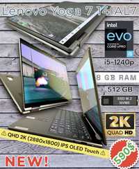 NEW! Трансформер Lenovo Yoga 7 14 QHD 2K IPS OLED Touch i5-1240p 8/512