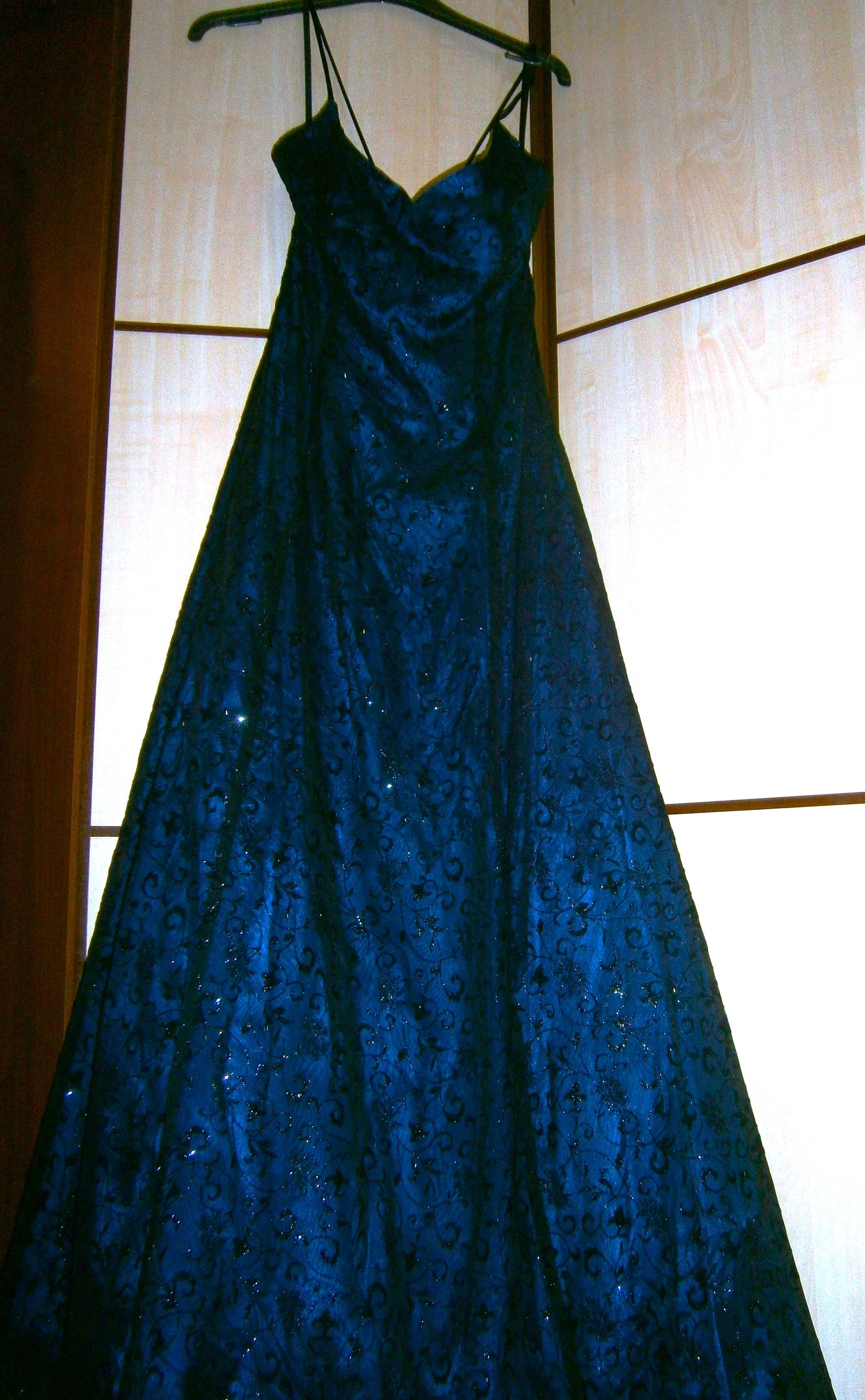 Платье сапфирового цвета, вечернее, в пол, размер 36/S/44