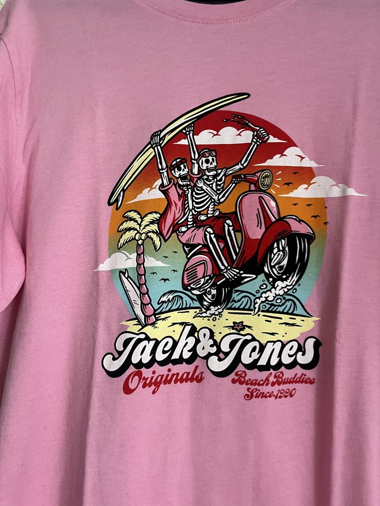 Трендова рожева футболка оверсайз М/Л Jack&Jones