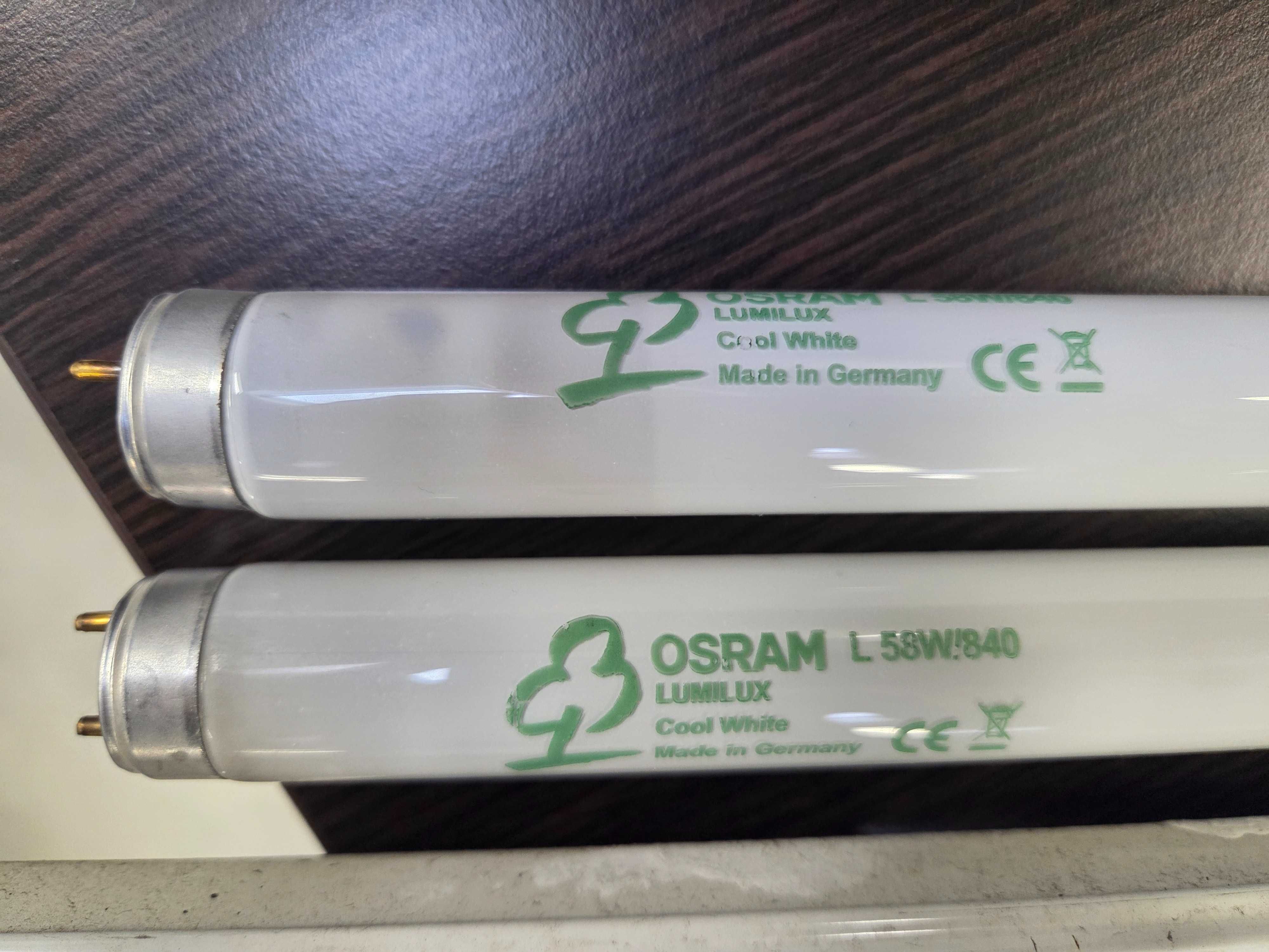 Lampy oprawy PHILIPS TMS022 po demontażu ze świetlówkami 58W/840 OSRAM