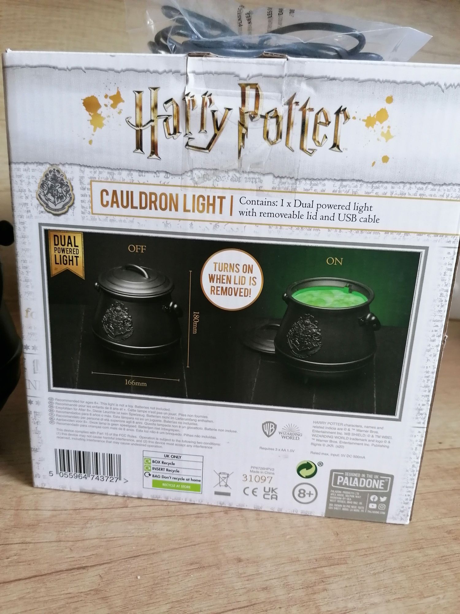 HARRY POTTER lamka nocna Kociołek Led na USB +2xgry