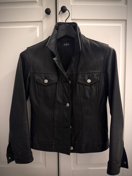 Stylowa czarna kurtka skórzana Jasper Conran Jeans