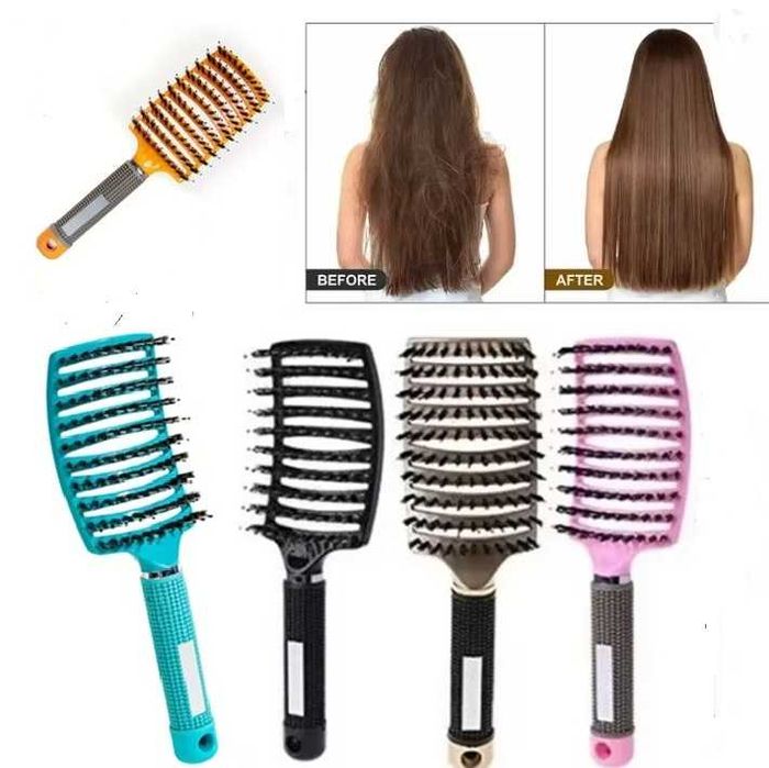 Profilowana szczotka do włosów z WŁOSIEM DZIKA, nie ciągnąca,delikatna