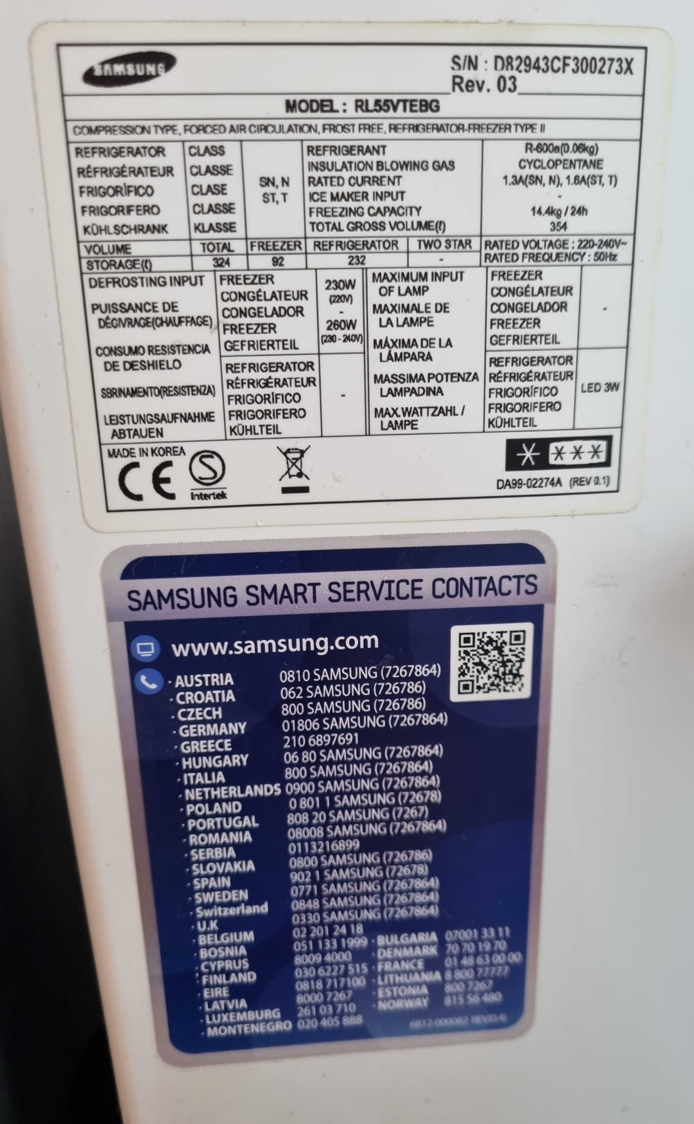 Lodówka Samsung - szklany front RL55VTEBG