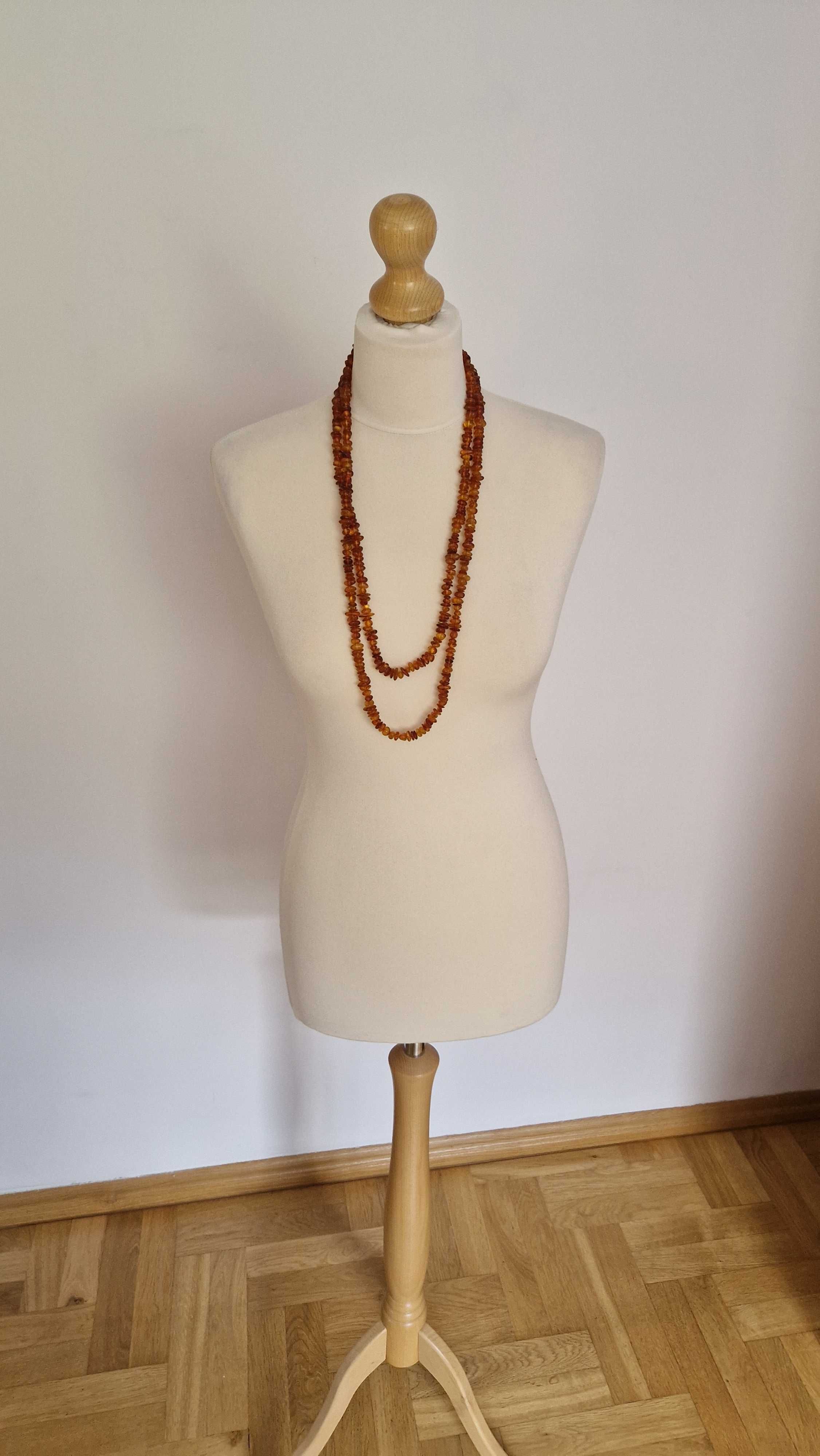 sznur oszlifowanych bursztynów 160 cm PRL