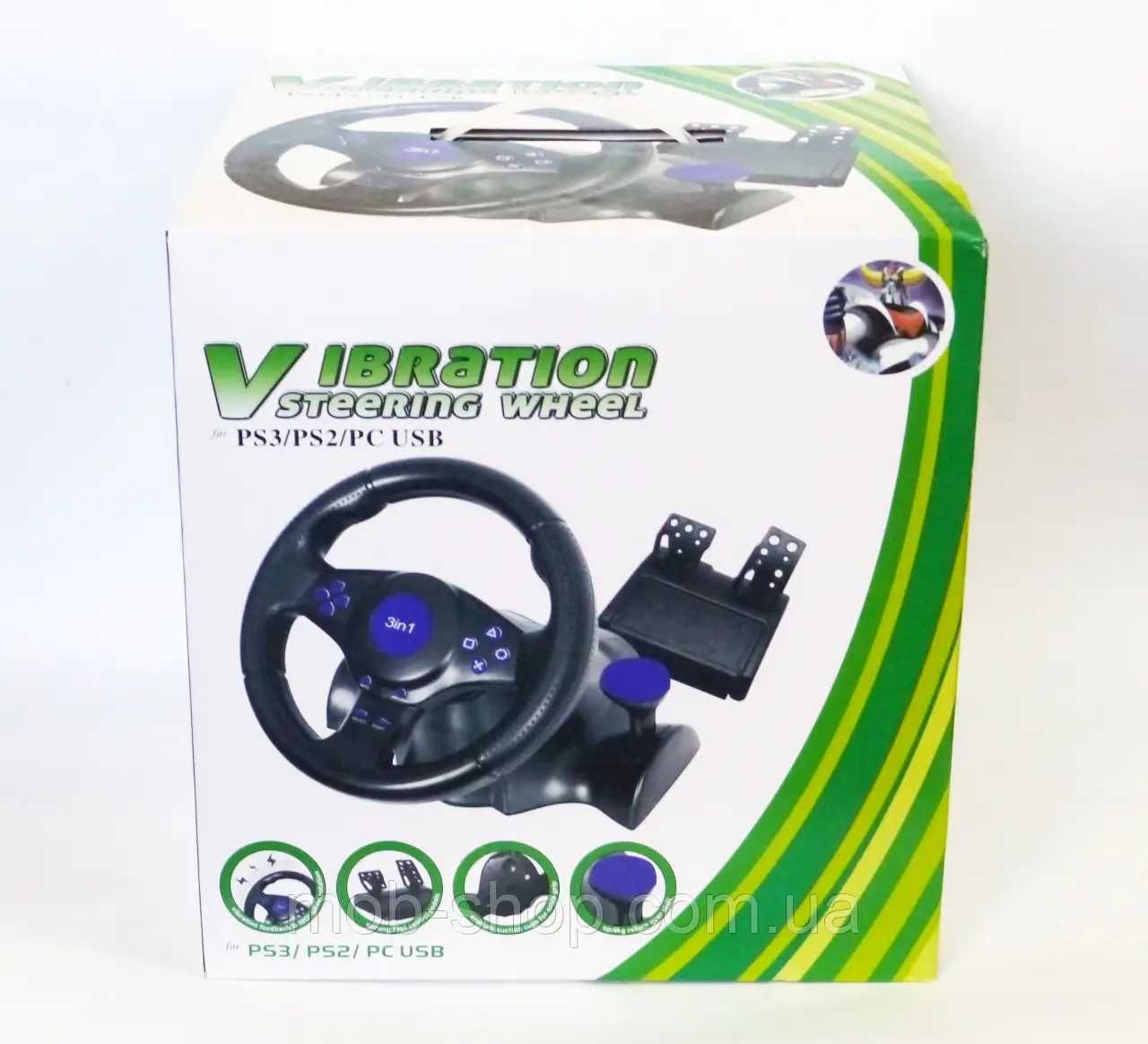 Ігрове кермо з педалями для комп'ютера 3в1 Vibration Steering