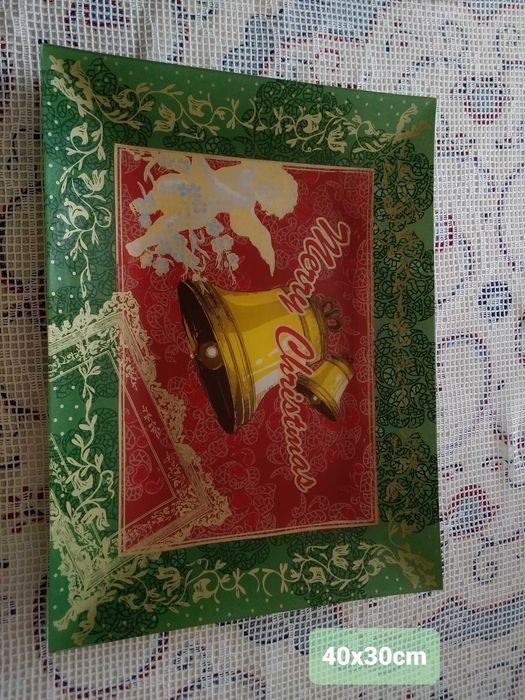 Tabuleiro em vidro de Natal Sinos Merry Christmas