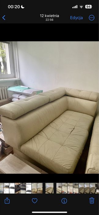 Sofa skórzana w kształcie litery L--Black Red White