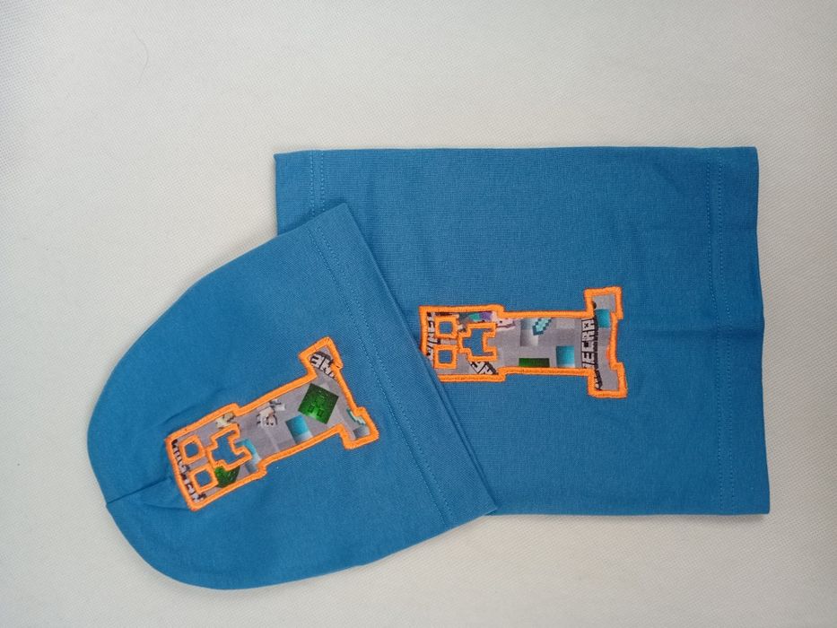 Czapka i komin jesienny wiosenny minecraft bawełniana