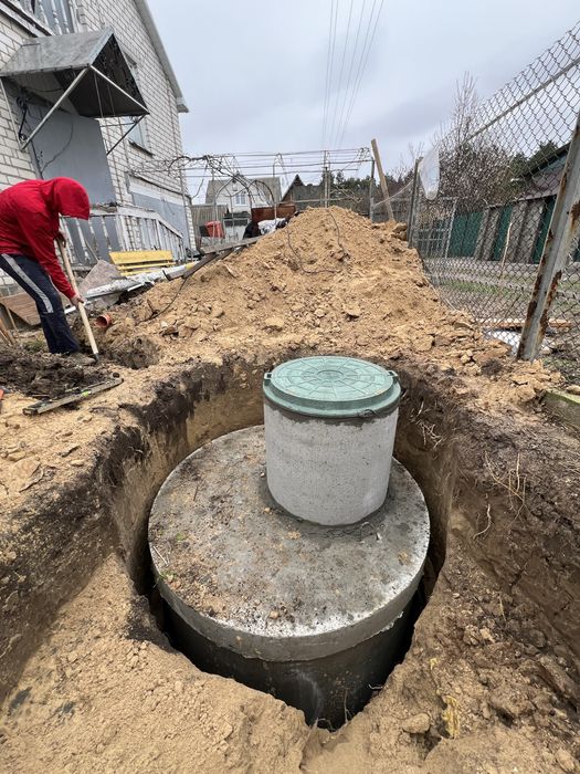 Септик під ключ.Каналізація,переливна та вигрібна яма траншеї копання