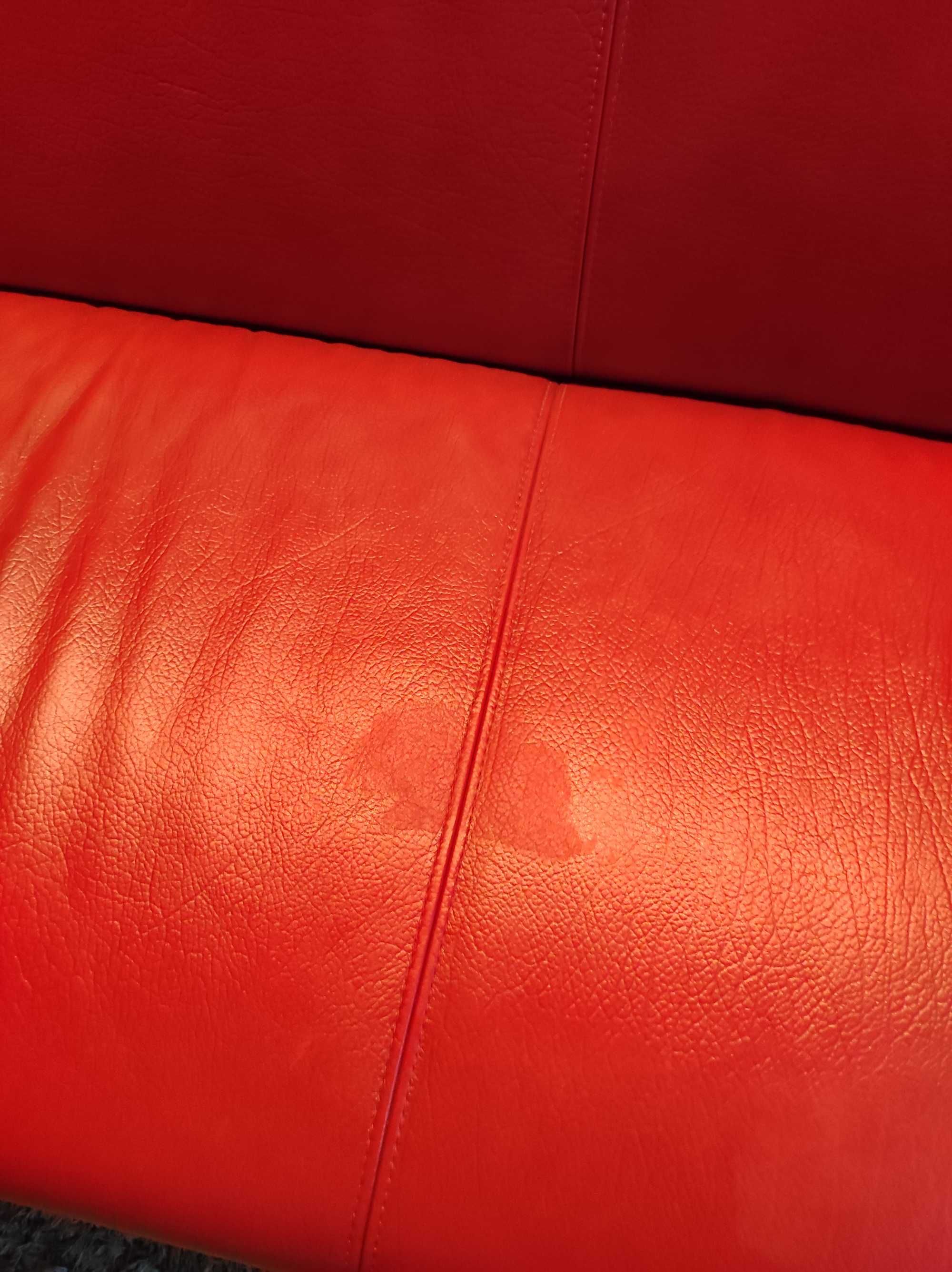 Kanapa + 2 fotele Bodhi Line m. Prag, skóra naturalna, kolor czerwony