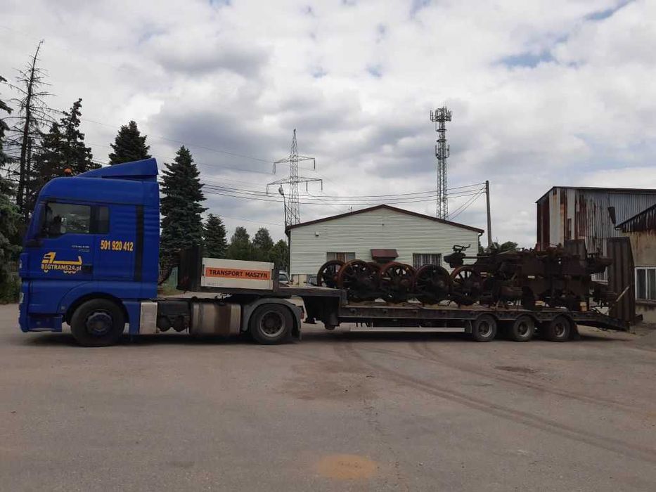 Transport maszyn, laweta niskopodwoziowa, przerzuty maszyn podczołgówa