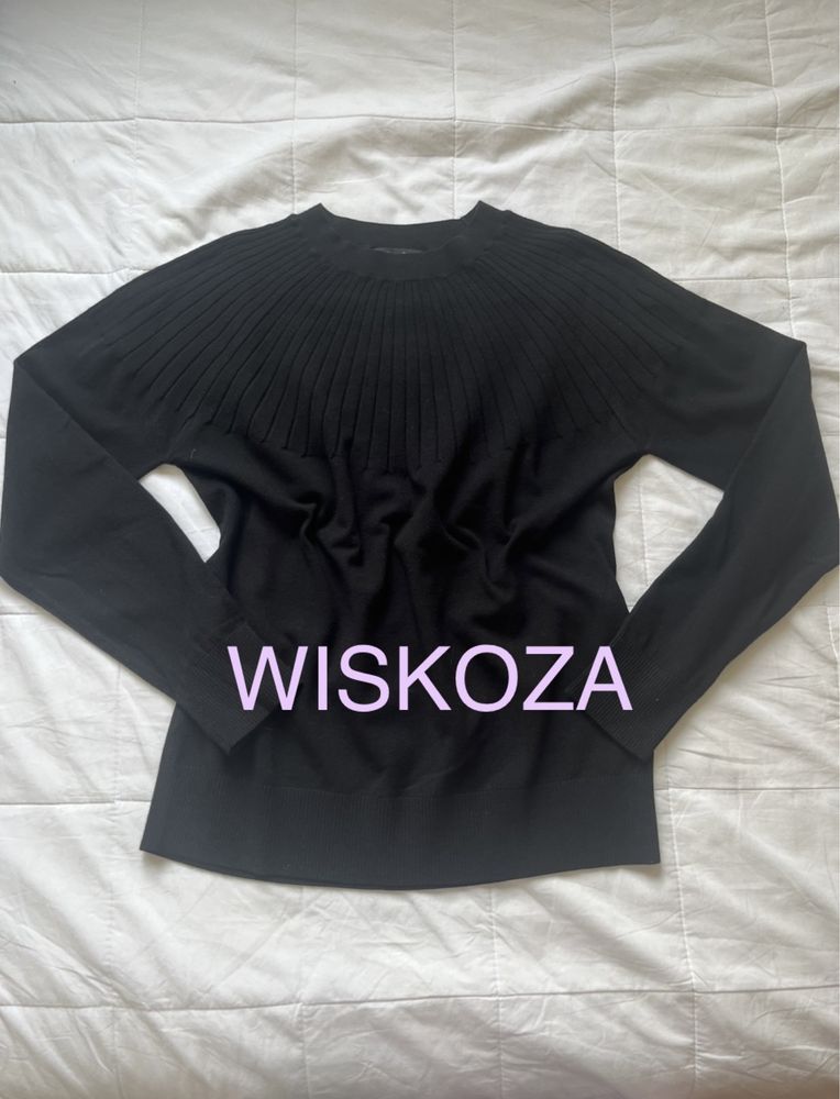 Massimo Dutti bluzka sweter wiskoza klasyczny czarny nowy tłoczony m