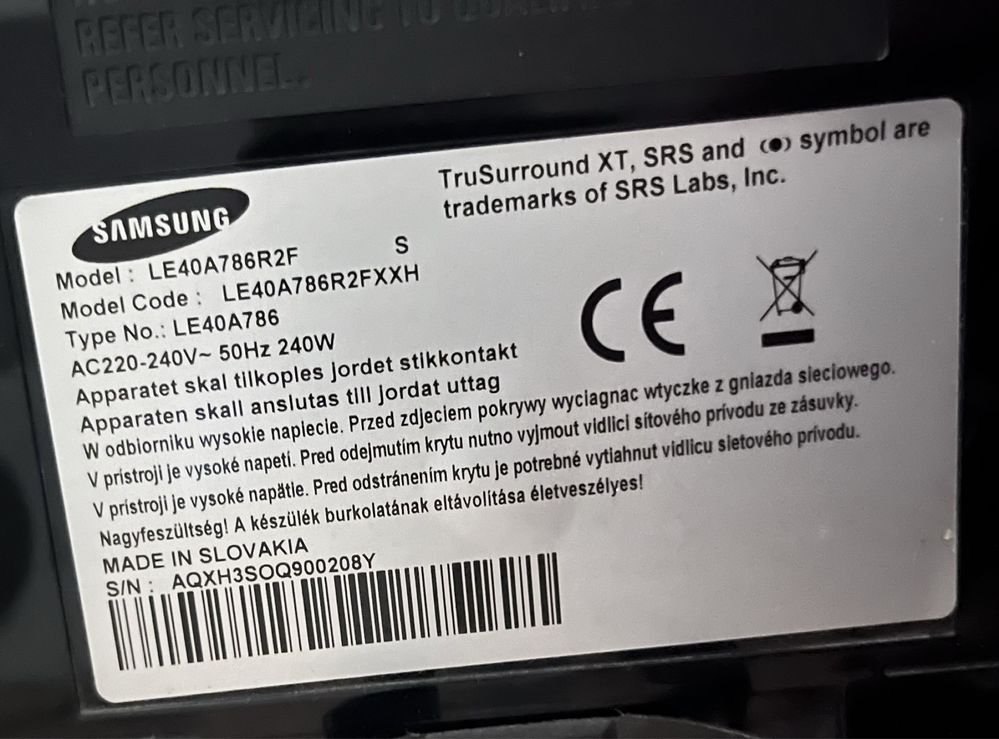 Telewizor Samsung LE40A786R2F *USZKODZONY*