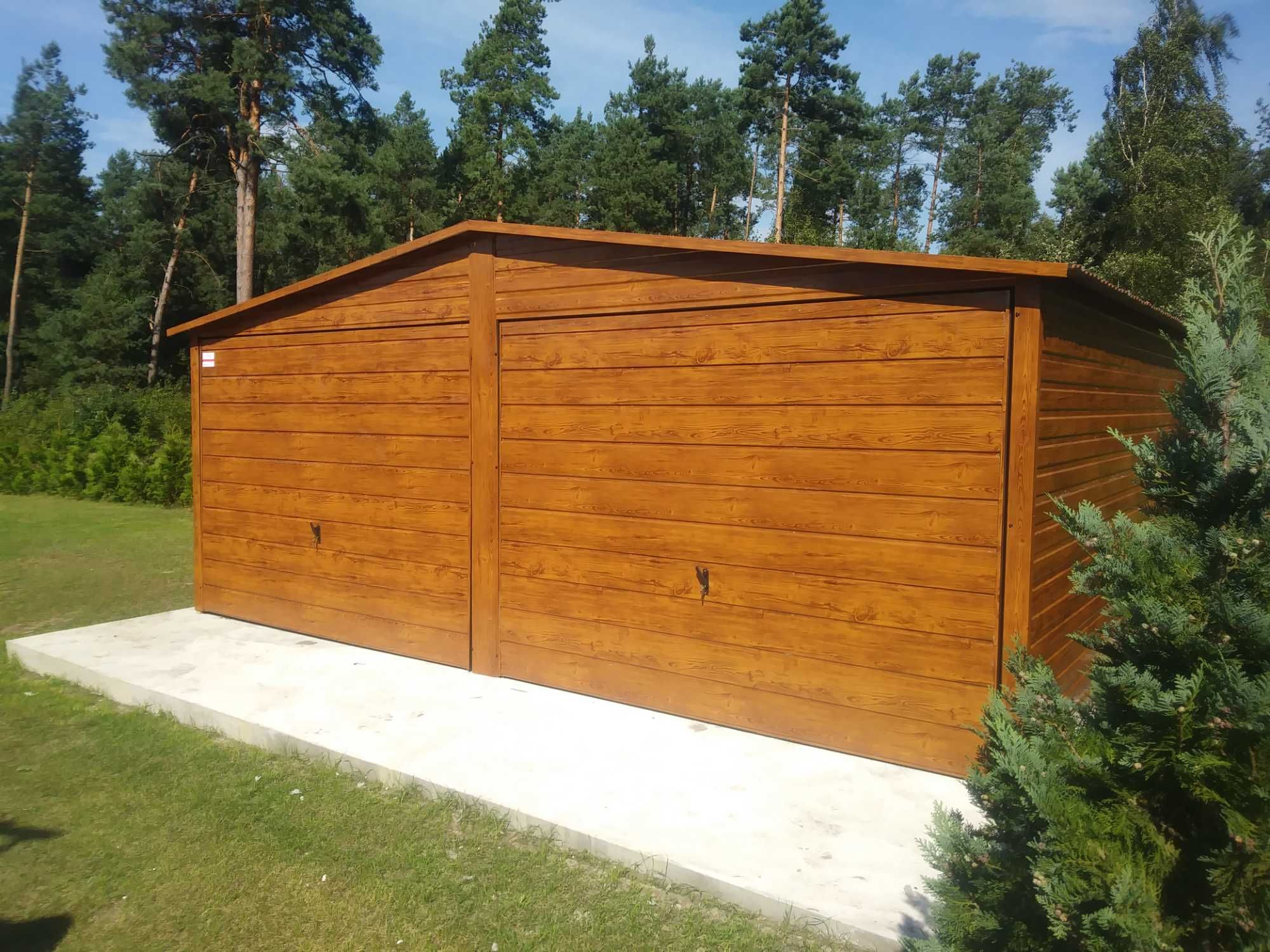 Garaż blaszany 6x5 drewnopodobny