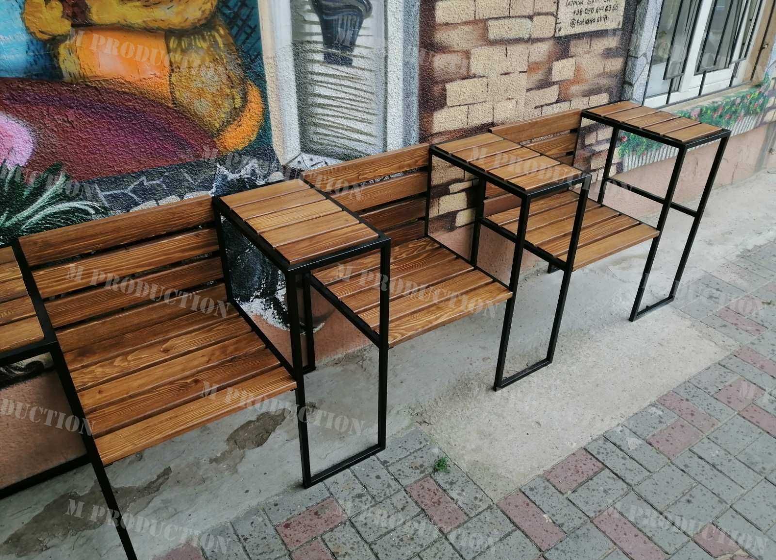 Скамья со столами, уличного плана