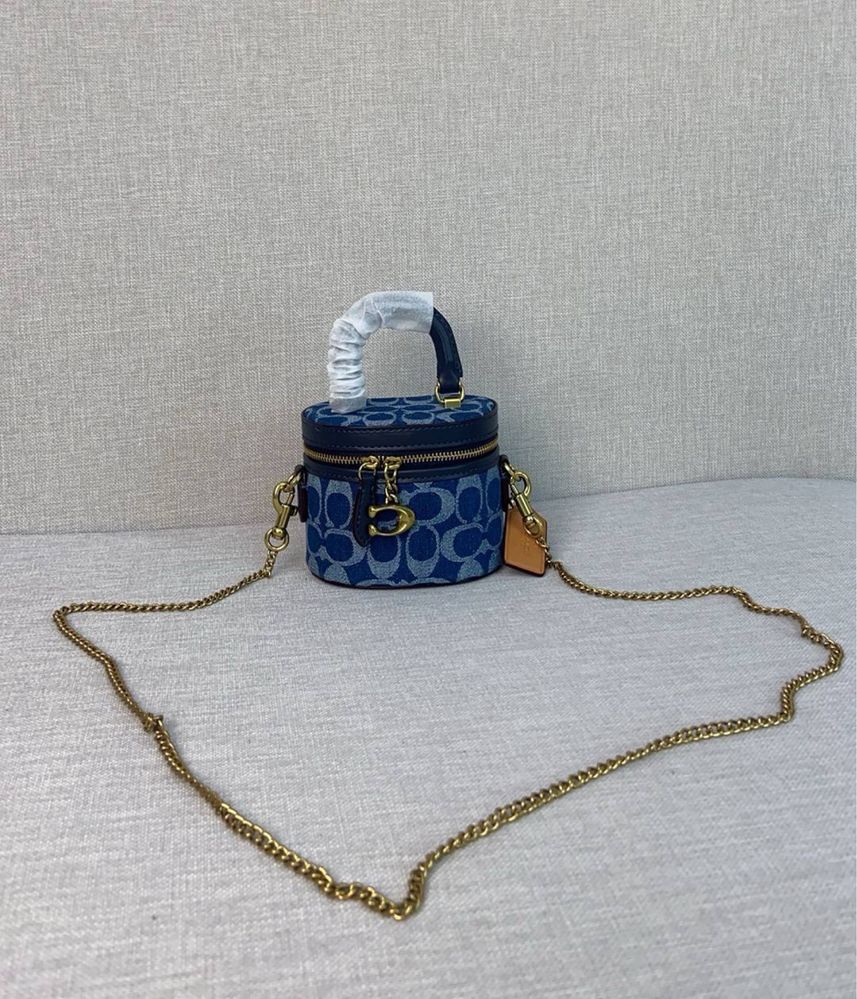 Женская мини сумка от Coach синяя оригинал