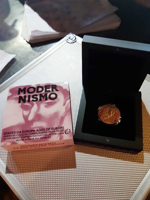 moeda 5€ prata proof o modernismo 2016 rara