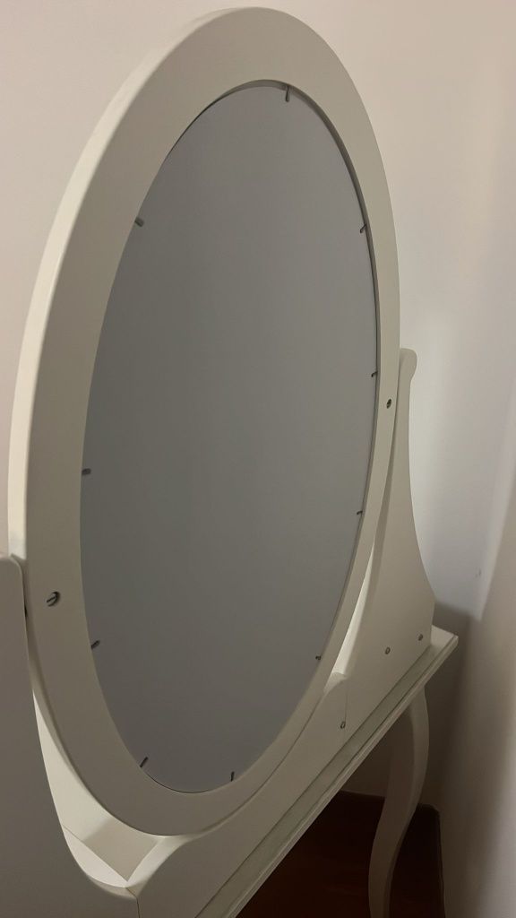 Toucador c/espelho, branco, 100x50 cm