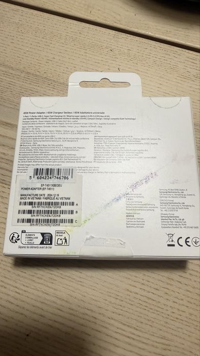 Carregador Rápido Samsung 45W