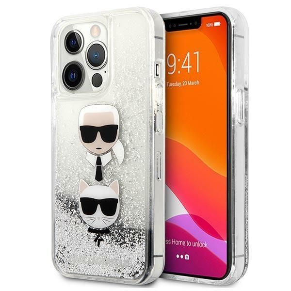 Etui Karl Lagerfeld Liquid Glitter iPhone 13 Pro Max - Srebrne