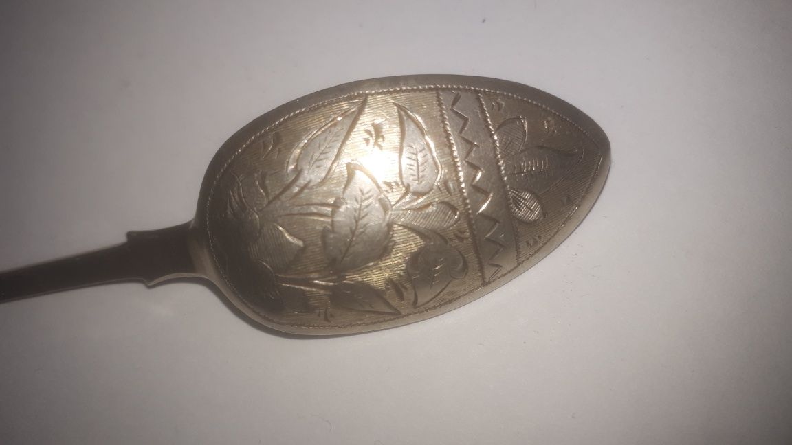 Carska łyżeczka do herbaty mistrzowski grawer Lew Oleks Moskwa 1891