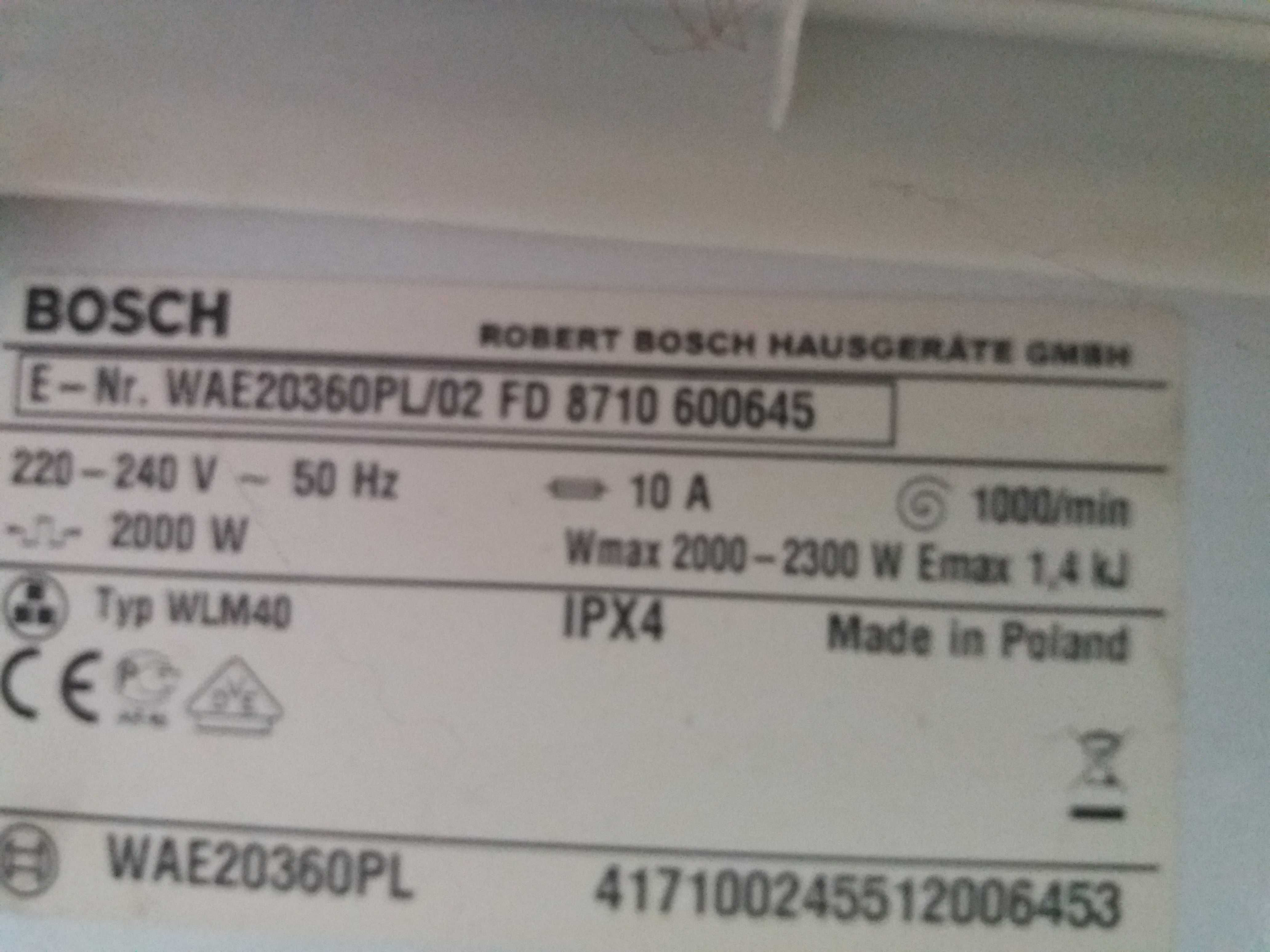 Części pralki Bosch Maxx6.