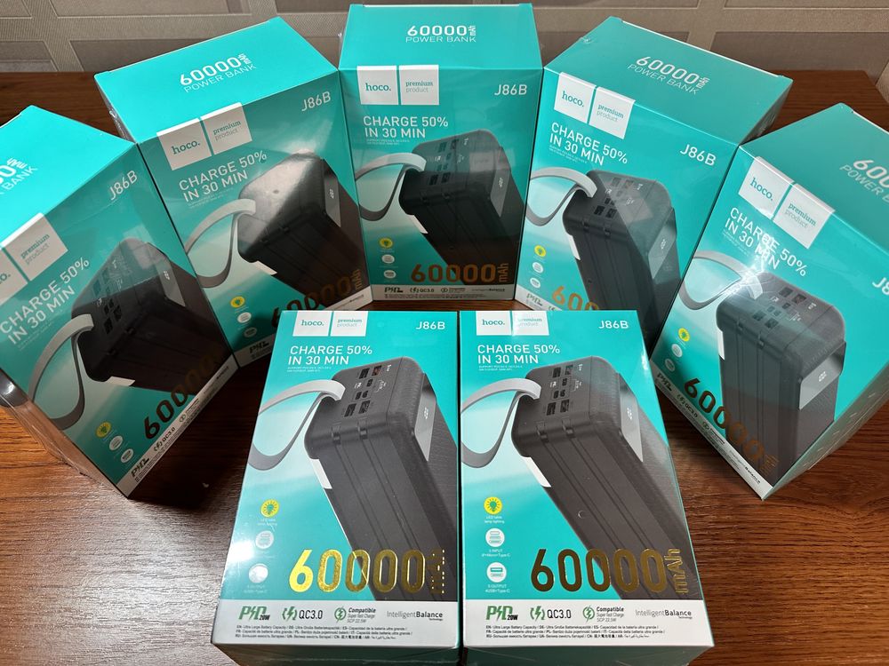 Павербанк Powerbank Hoco J86B PD 22.5W 60000mAh з ліхтарем