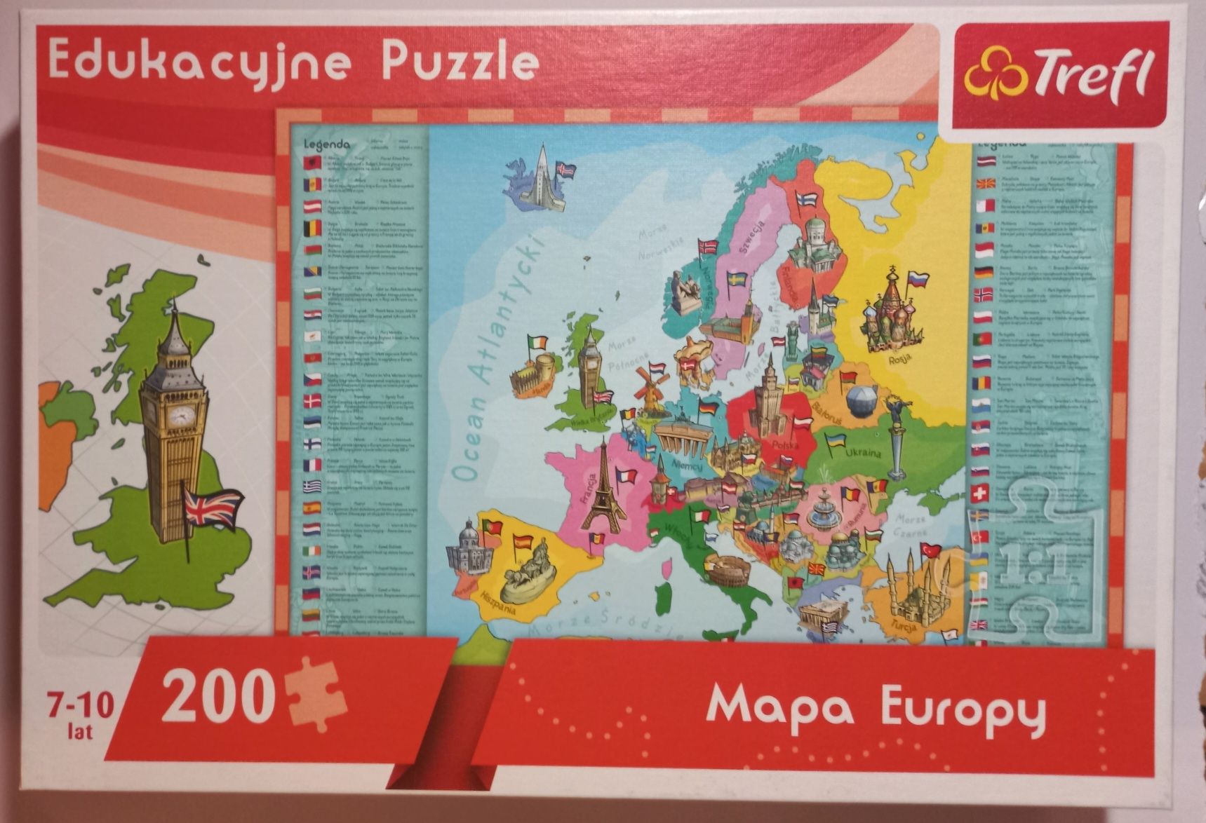 Edukacyjne puzzle mapa europy Trefl 200 elementów
