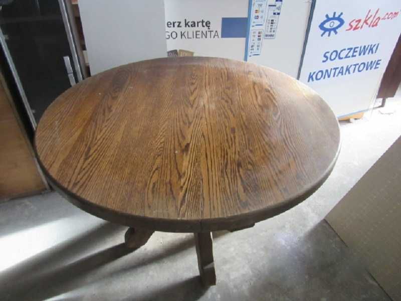 Stół okrągły stary z litego drewna retro wintage duży
