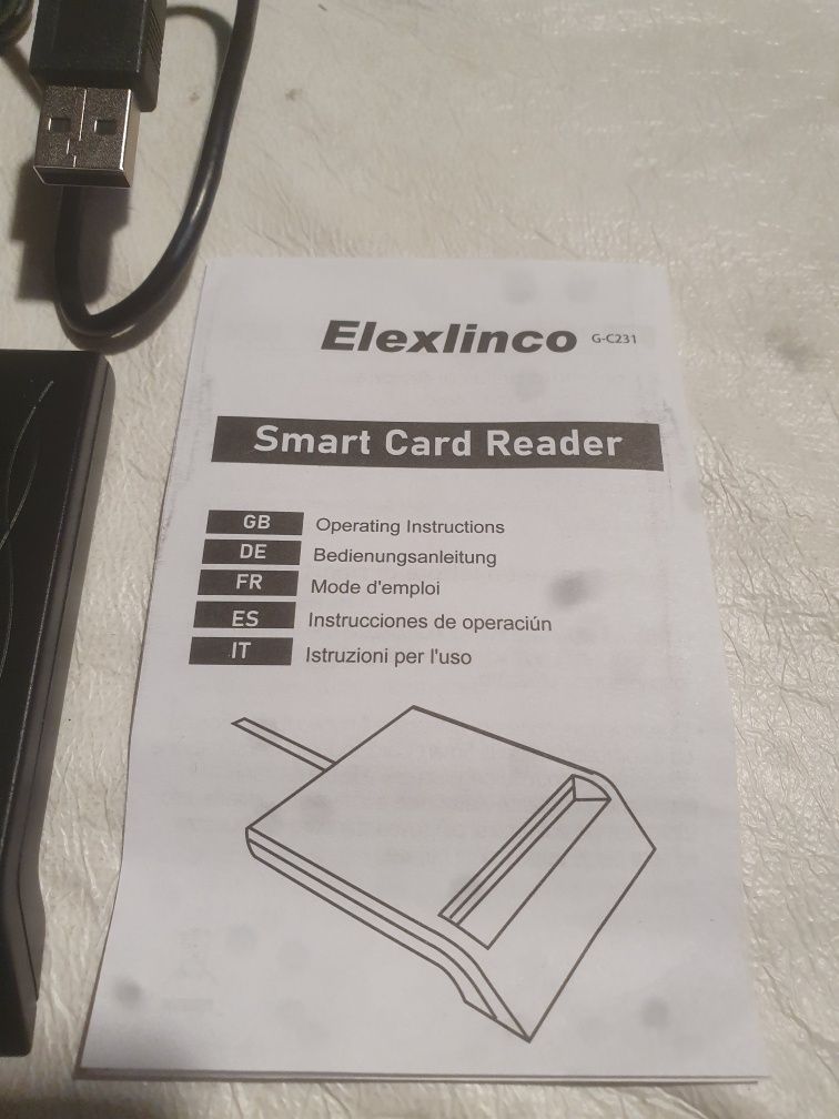 Elexlinco Kontakt czytnik kart Smart ID z kablem do transmisji danych