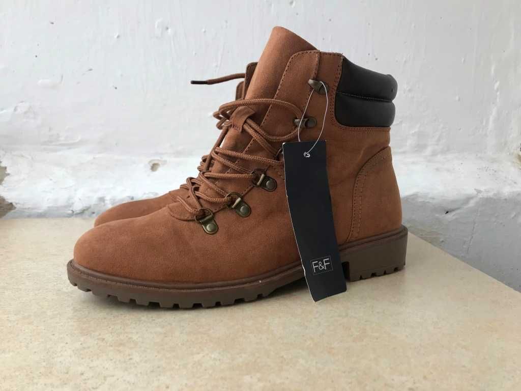 Ботинки на шнуровке Англия F&F 41 размер женские коричневые тракторная