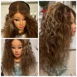 Peruka z naturalnych wlosow afro loki braz i blond lace front